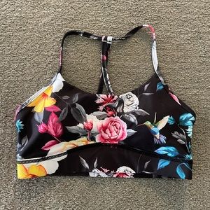Zyia Dark Floral Racerback Sports Bra, M